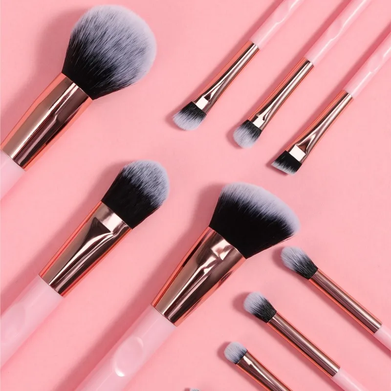 Juego de brochas de maquillaje profesional, 10 Uds., brochas de maquillaje con estuche, base en polvo, sombra de ojos, juego de brochas, corrector de cejas