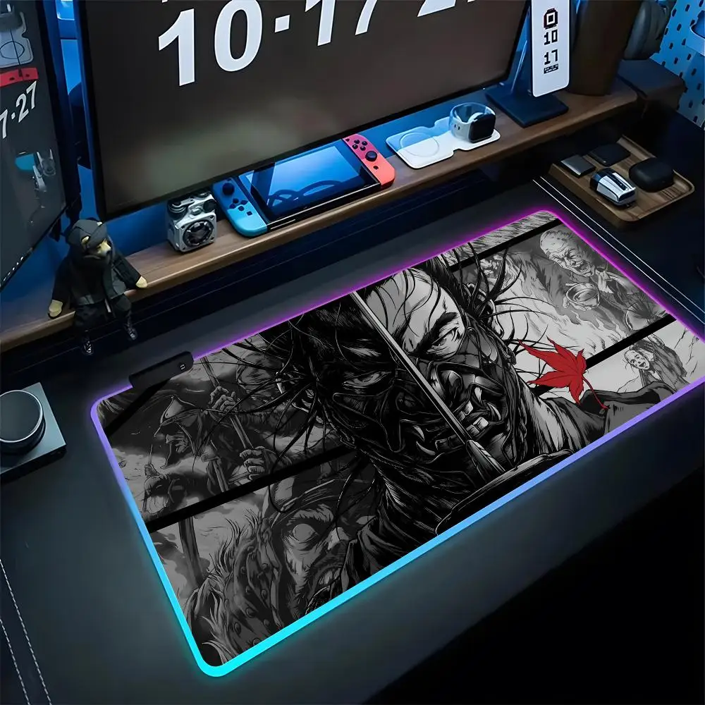 Ghost Of Tsushima Mouse Pad Gaming LED cute 700x300 Mouse Mat Mousemats Table Pads PC Desk Mat RGB Keyboard Mat XXL