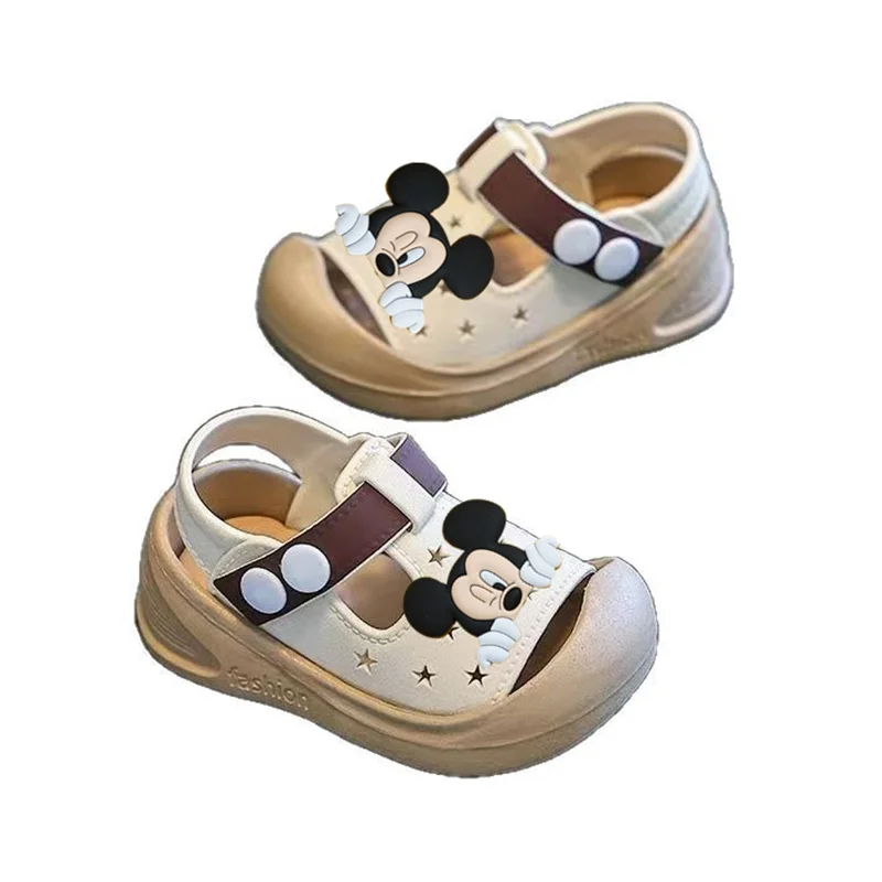 

Baby Girl Baotou Anti-Kick Anti-Slip Soft Bottom Boy Sandals Disney Mickey Mouse Minnie Children Sandals Summer Toddler Shoes