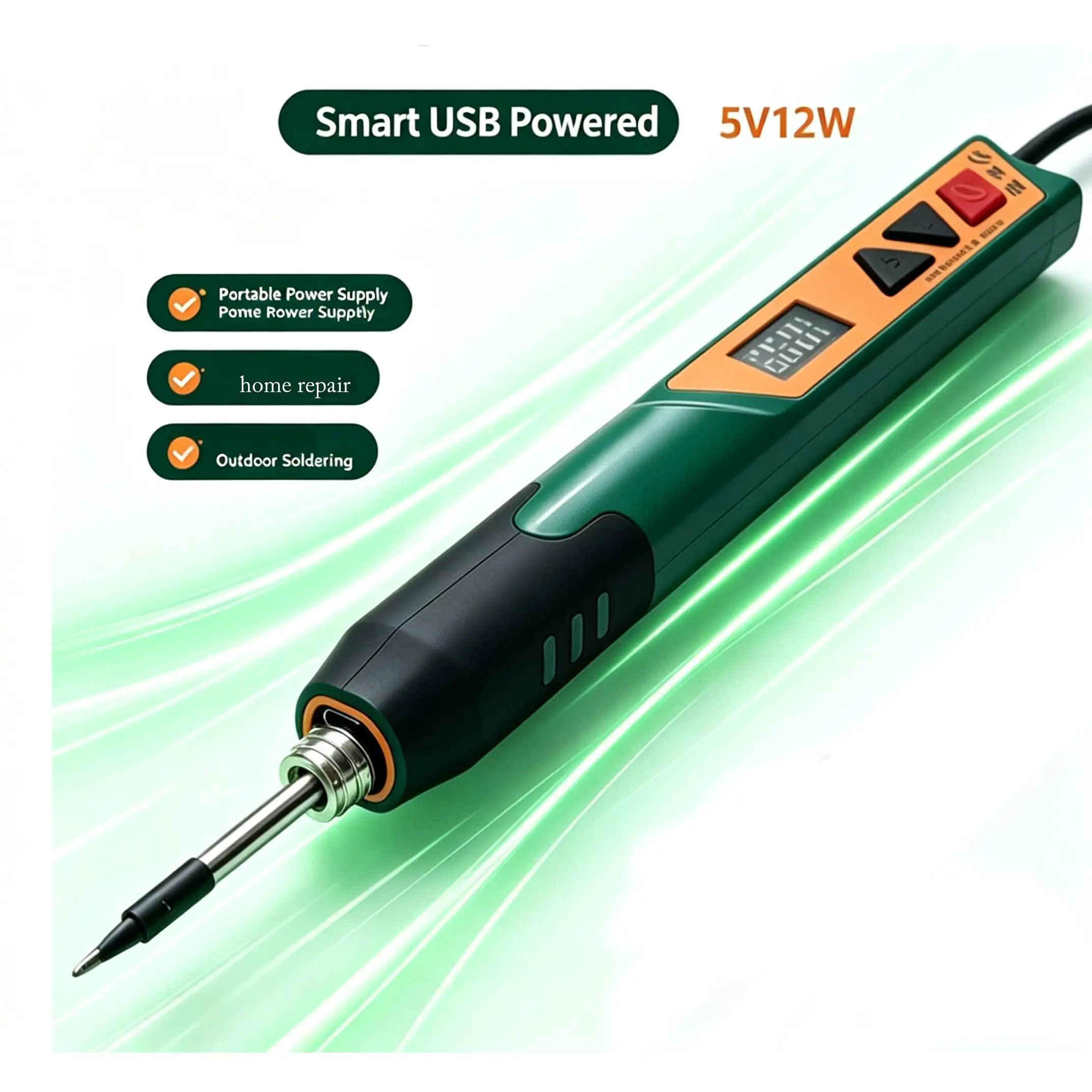 Small Wireless Type C Soldering Iron 5V 12W USB Digital Display Adjustable 200-480C Portable DIY Tools