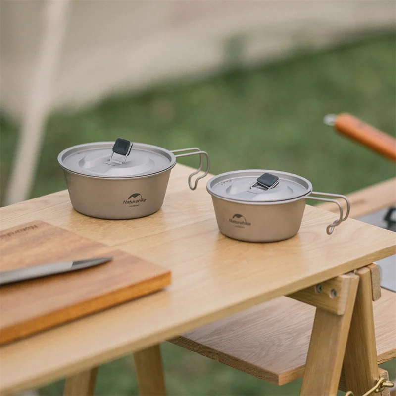 

Чаша Naturehike из чистого титана, 350/520 мл, портативная легкая титановая чаша для кемпинга и пикника на открытом воздухе, подвесная ручка с крышкой