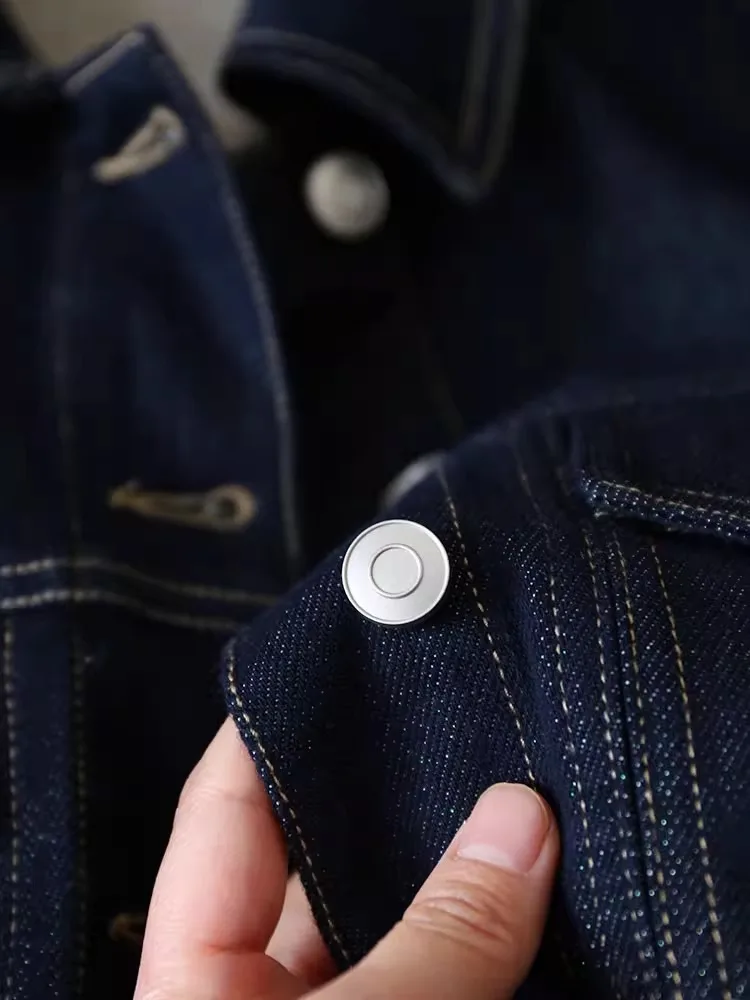 Vintage Bright Line Color Collision Workwear Džínová bunda Dámská jarní a podzimní tenká malá tenká krátká studentská halenka - náhled 4