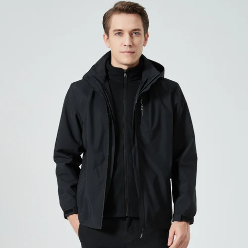 Imagen 2 del producto Chaqueta de Montañismo para hombre, abrigo informal de gran tamaño a prueba de viento e impermeable, tela de moda, diseño de Hip Hop, para exteriores, Otoño, nuevo
