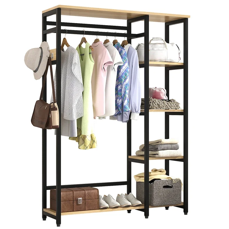 

Simple bedroom floor-to-ceiling hanger wrought iron wardrobe simple household dust-proof storage coat rack storage belt