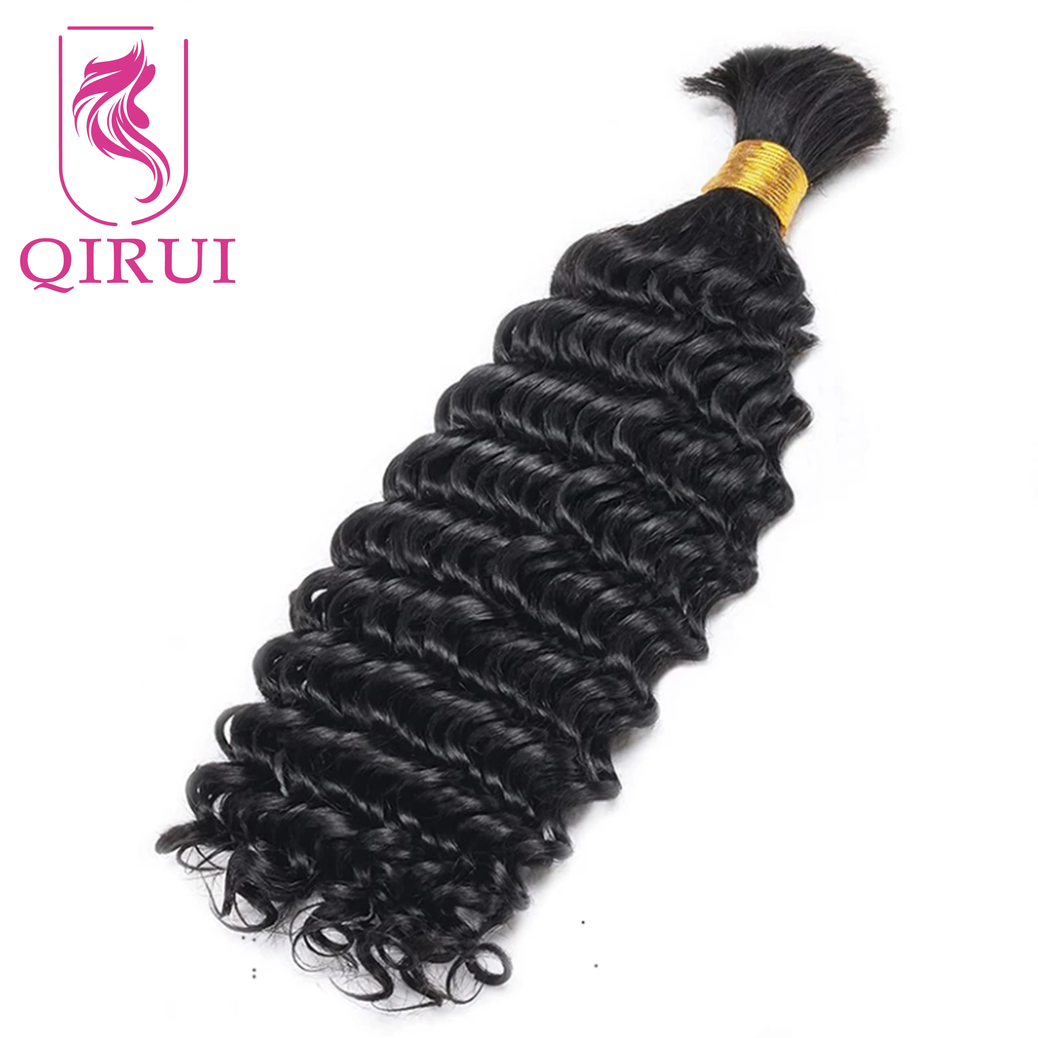 Human Hair Bulk For Braiding Deep Wave Brazilian Remy Double Drawn No Weft Extensions Boho Box Braids Hair For Black Women