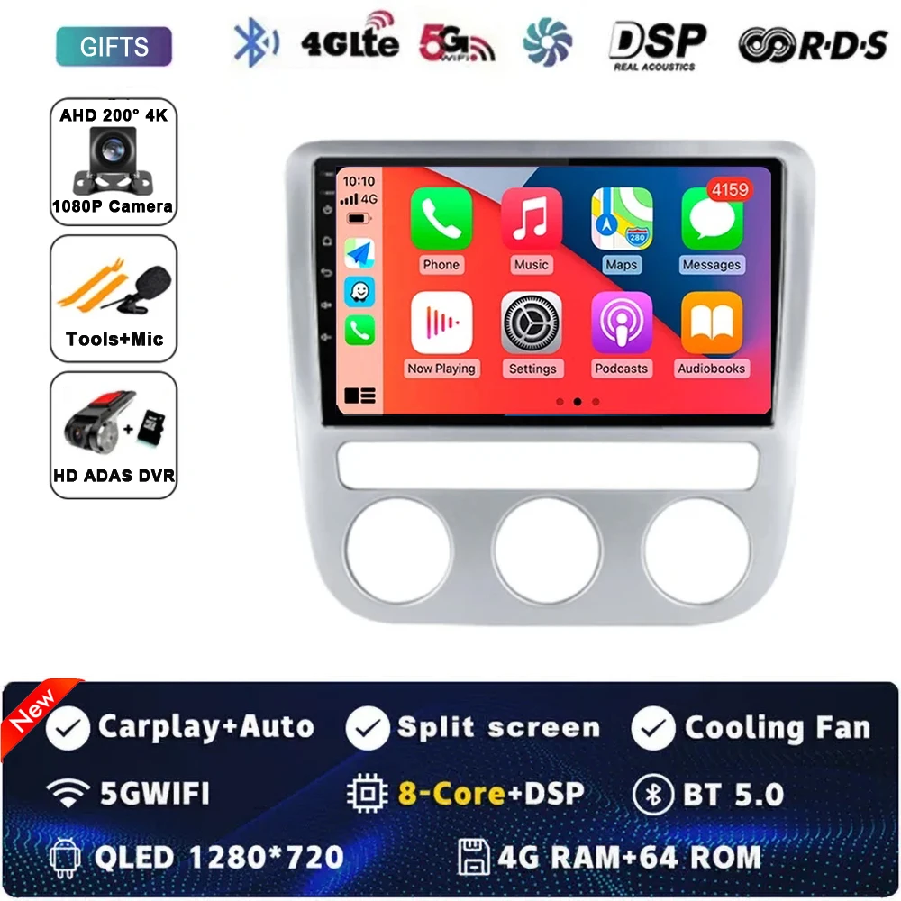 Android 15 autoradio multimedia 4G WIFI Carplay GPS navigatie voor Volkswagen VW Scirocco EOS 2009 2010 2011 2012 2013 2015 2016 - afbeelding 1