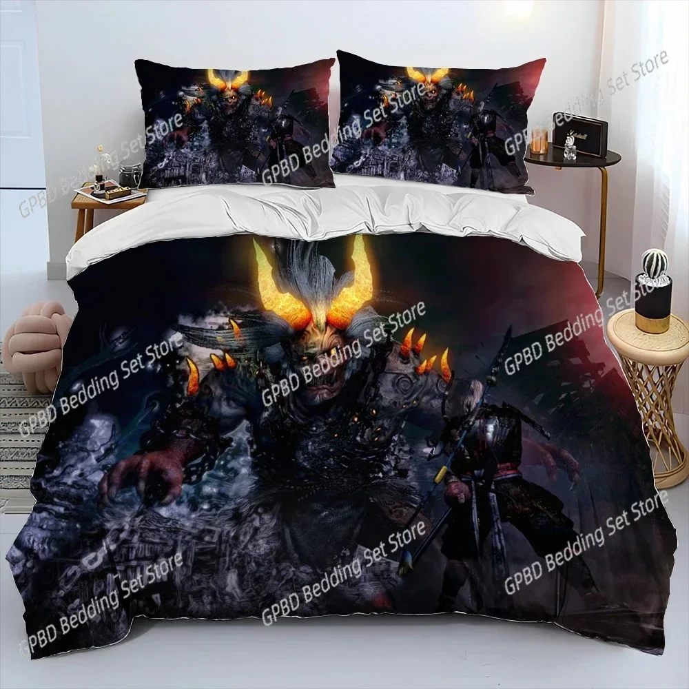 3D SekiroShadows Die Twice Game Comforter Bedding Set,Duvet Cover Bed Set Quilt Cover Pillowcase,king Queen Size Bedding Set