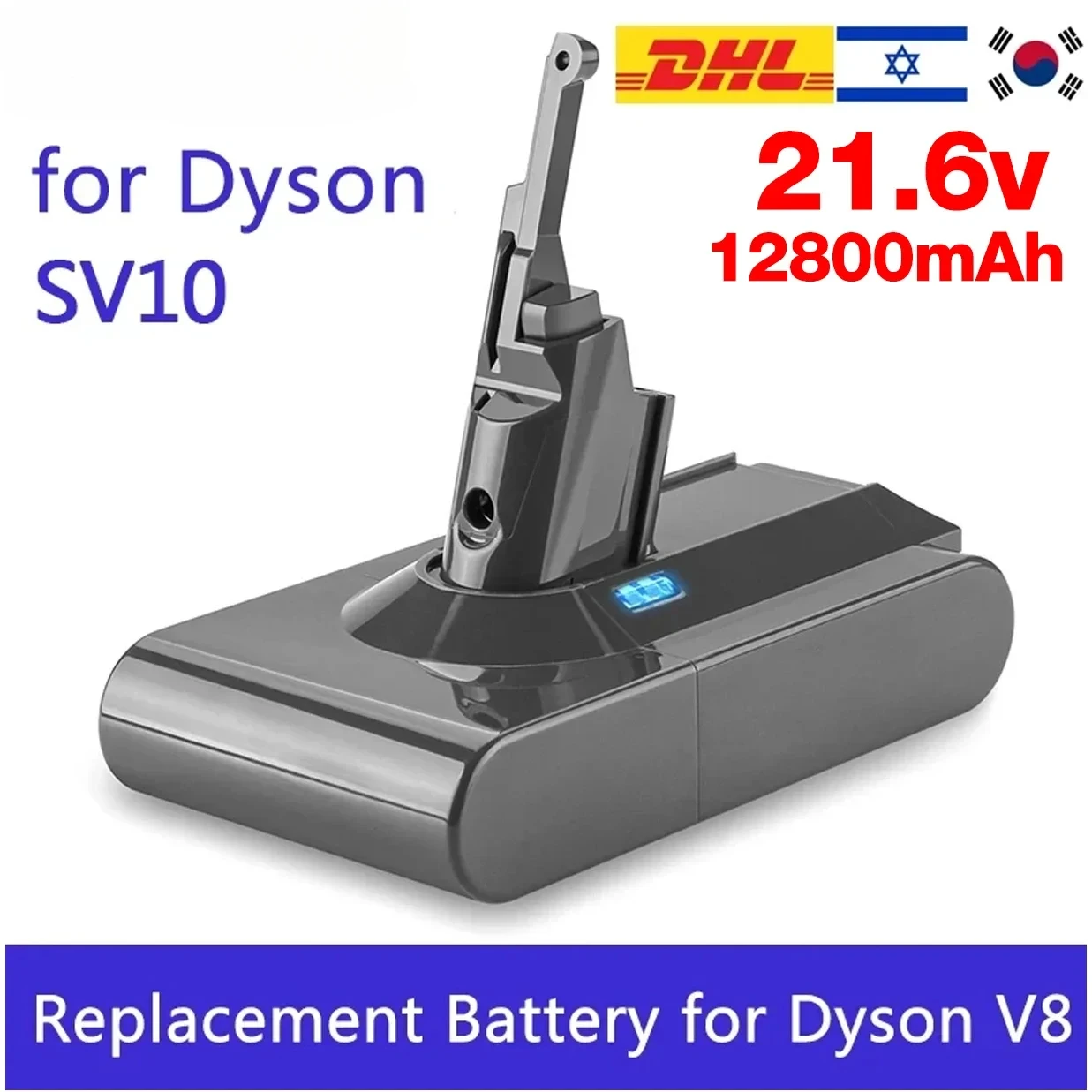 Para dyson v8 21.6v 12800ah bateria de substituição absoluta v8 animal li-ion sv10 aspirador de pó série baterias recarregáveis