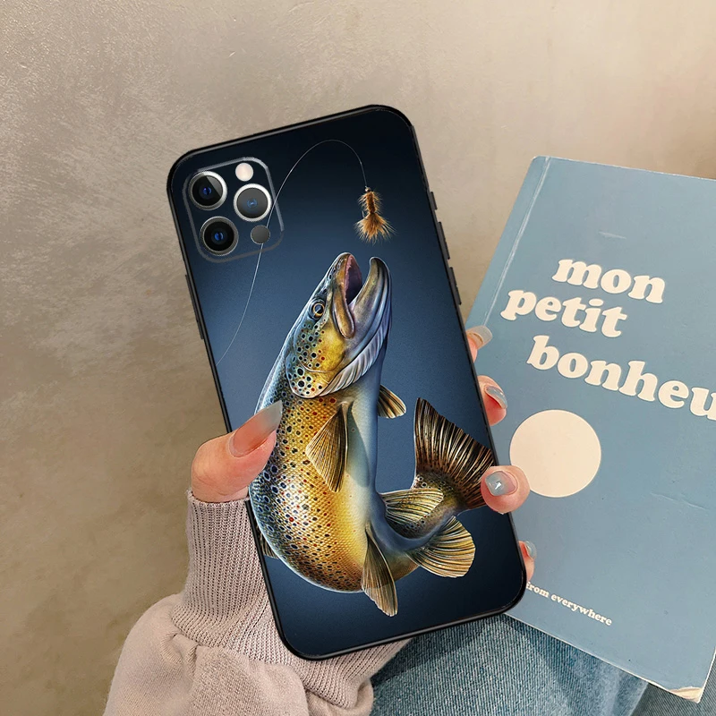 Чехол для ловли форели с радужной форелью для iPhone 17, Air 15, 14, 13, 12, 11, 16 Pro Max 13 mini XR 15 16 Plus 16e, задняя крышка