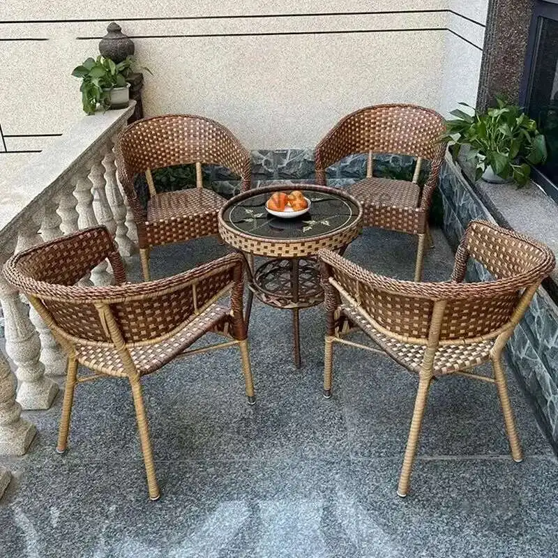 

Outdoor Garden Furniture Sets Balcony Tea Table and Chair PE Rattan Chair Three-piece Set Courtyard Leisure Outdoor Furniture C