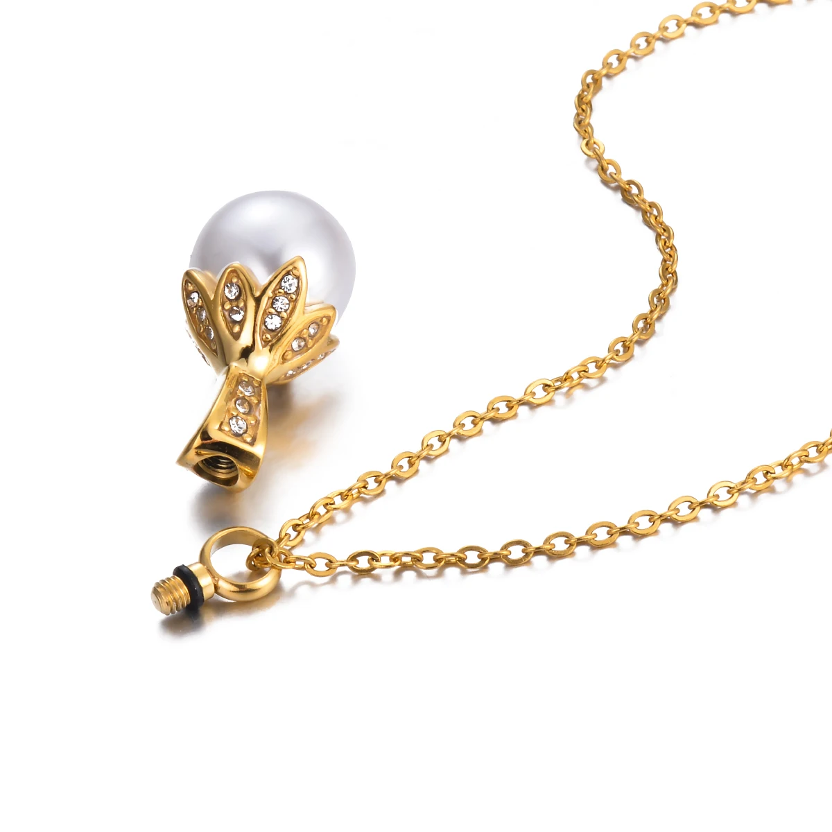 Exquisite Pearl Urn Necklace for Women Memorial Cremation Human Pet Ashes Perfumer Hair Stainless Steel Pendant Jewelry Gift