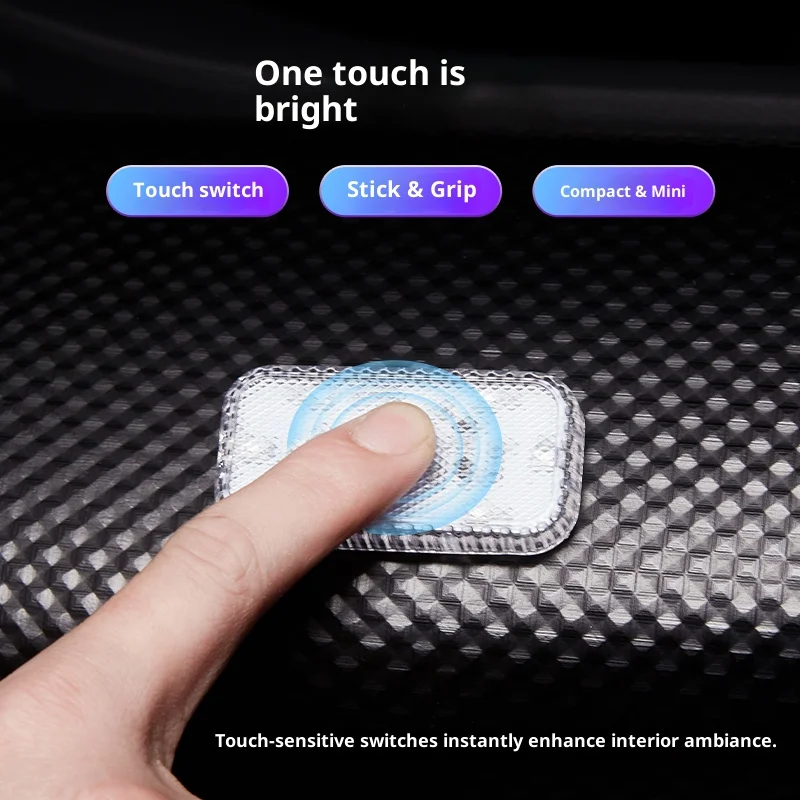 LED Touch Light Mini Wireless Car Interior Lighting Auto Roof Ceiling Reading Lamp for Door Foot Trunk Storage Box USB Charging