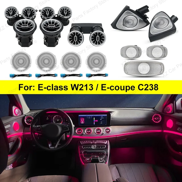 64-kolorowe otwory wentylacyjne LED do Mercedes Benz W213 E-Class Coupe AMG E43 E53 E250 Oświetlenie otoczenia 3D/4D Obrotowy głośnik wysokotonowy