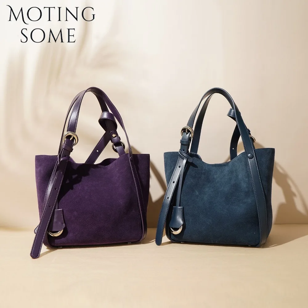 Motingsome Suede Leather Bags Women Shoulder Handbag and Purses Luxury Matte Leather Basket Bag Crossbody Mini Tote 2024 New