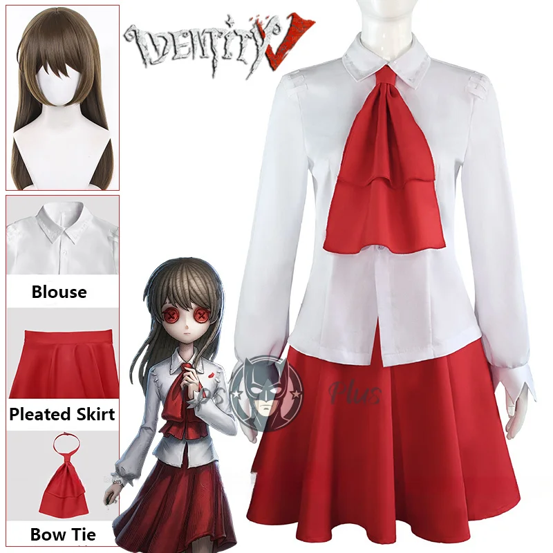

Identity V Журналист Ib Косплей Костюм Парик Алиса Деросс Белая Блузка Красная Плиссированная Юбка Галстук-Бабочка Для Женщин Девочек Вечеринка Хэллоуин
