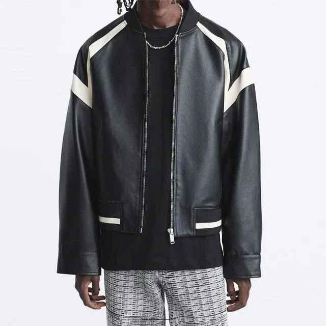 Classic PU Leather Bomber Jackets Men Vintage Leather Jacket Spring Autumn Baseball Jacket Trench Coats Men's Windbreakers