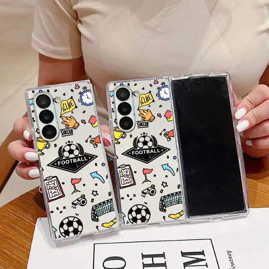Colorful Soccer Doodles Case for Samsung Galaxy Z Fold 8 Ultra Z Fold 7 6 5 4 3 ZFold7 ZFold4 ZFold6 ZFold5 ZFold3 Phone Cover
