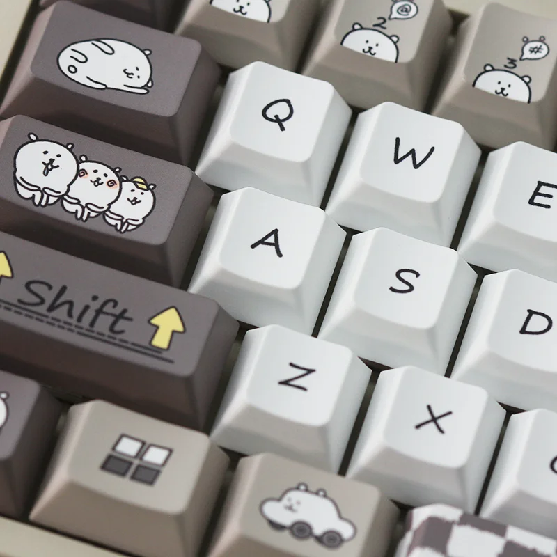 Kawaii Bear Pbt Keycap Heat Sublimation Supplement Compatible Full Set Fit 68/87/108key Replace Custom Mechanical Keyboard Suite