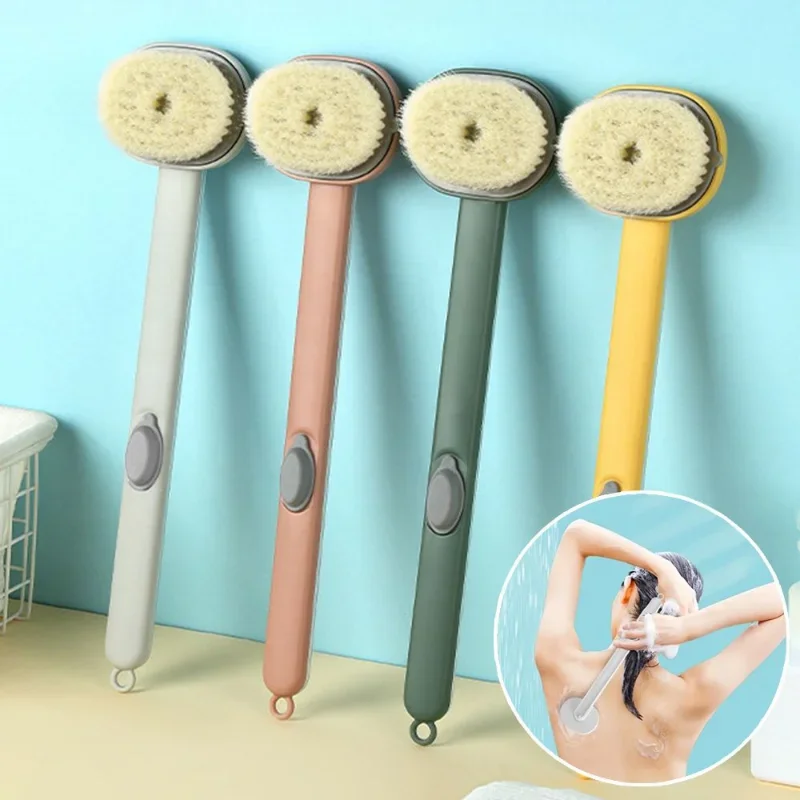 New Long Handle Liquid  Body Brushes Bathroom Back Scrubber Shower Sponge Exfoliating Scrub Massager Skin Cleaning Tools