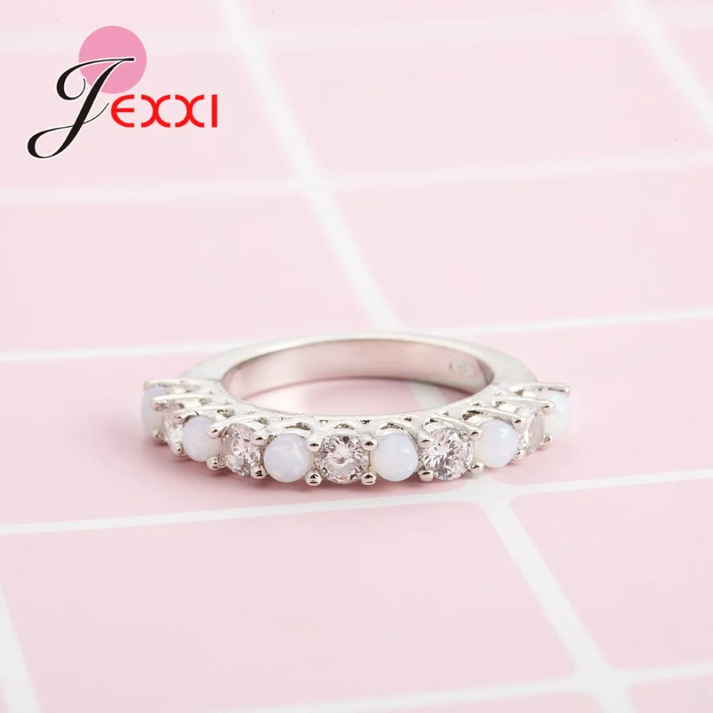 عالية الجودة النساء الإناث مجوهرات الزفاف الطرف 925 فضة البنصر مع كامل AAA أوبال زركونيا مكعب #1