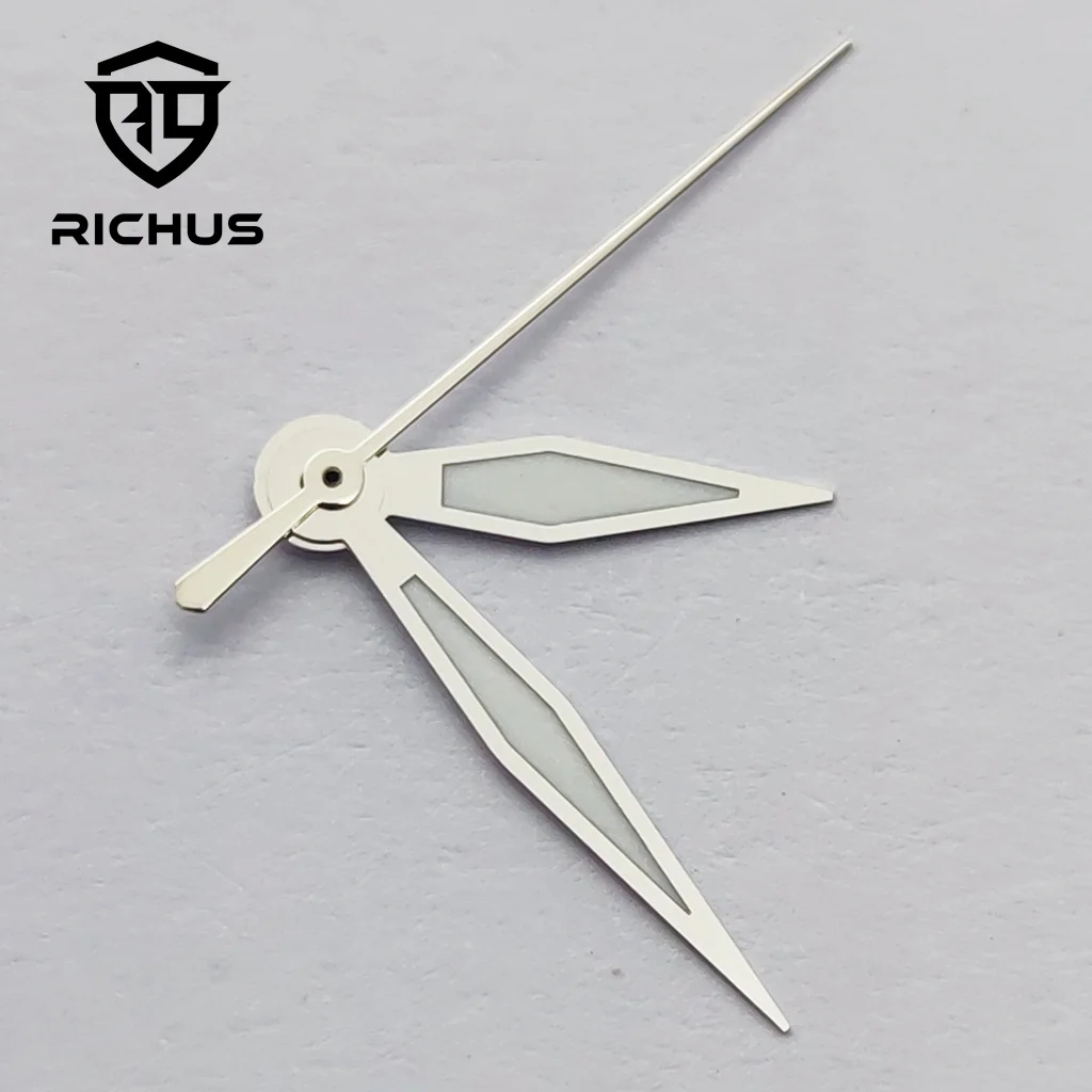 RICHUS 34 ملم قرص ساعة أسود معقم مع عقارب ساعة خضراء مضيئة تناسب حركة NH34 NH35 NH36