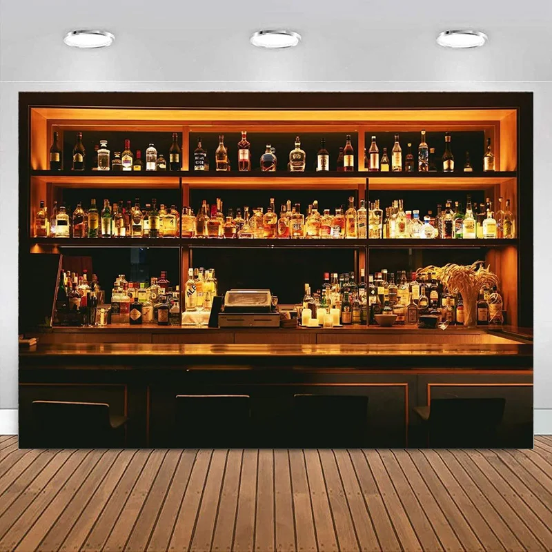 

Bar Backdrops for Photography Whisky Wine Alcohol Cafe Restaurant Drink Shelf Background Wall Paper Room Mural Banner Decoration