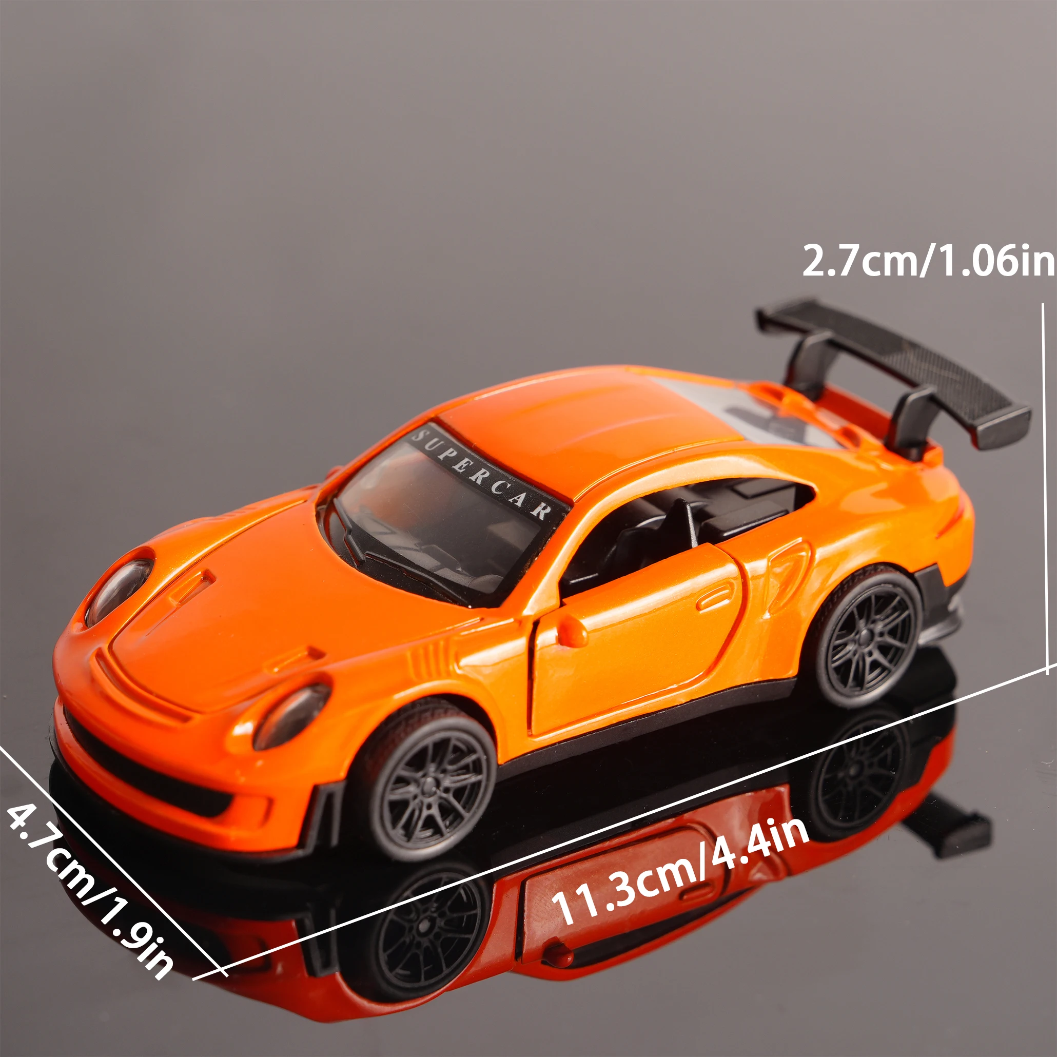 

Gt3 Rs Diecast Orange Sports Car, Alloy Race Car Model with Open Doors, Pull-Back Toy Vehicle for Kids & Collectors