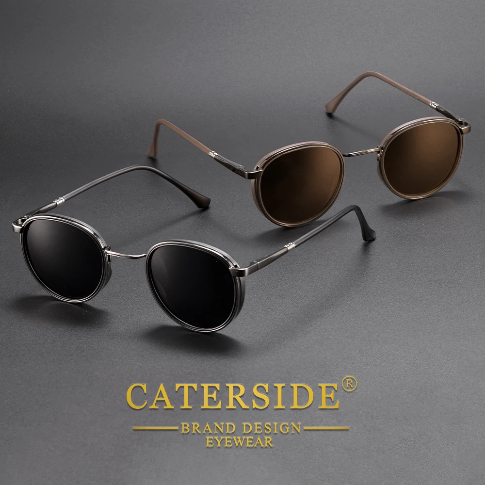 CATERSIDE Runde Polarisierte Sonnenbrille für Männer Vintage-Stil Metallrahmen Sonnenbrille für Frauen zum Fahren, Angeln, für Partys, UV400-Schutz