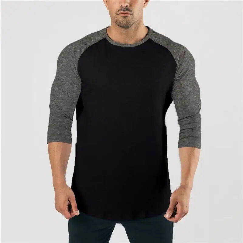 2026 Spring and Autumn Long Sleeve Round Neck T-shirt Loose Breathable Large Base Shirt Men's Casual Jumping Shoulder Sleeve Top