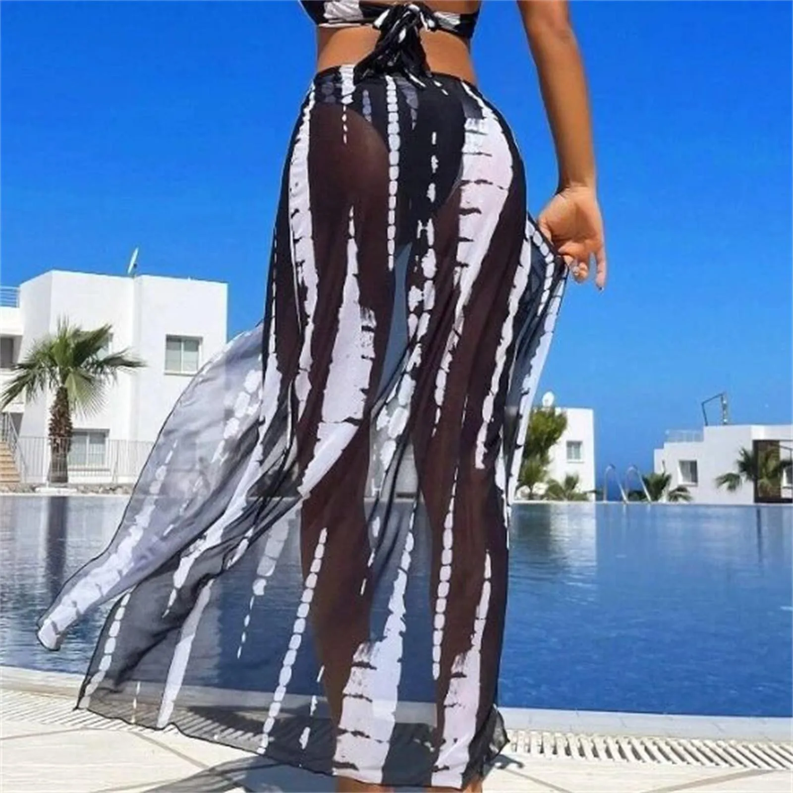 European And American Three Pieces Halter Ring Link Bikini 2024 Women Sexy Cut Out Side Cover Up Dress Swimsuit Bikini Mujer