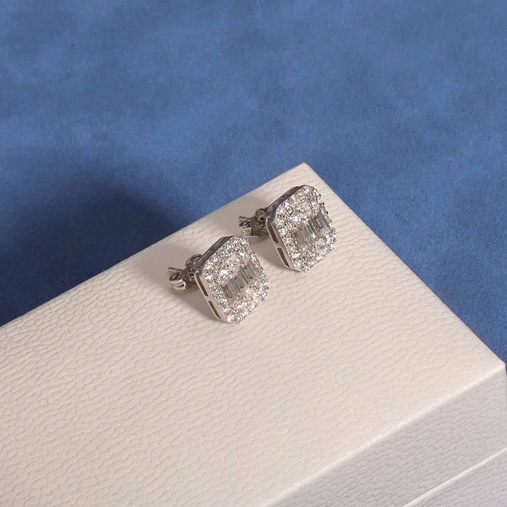 ICEBLING GRA VVS Orecchini rettangolari Taglio smeraldo Moissanite Diamante Orecchini in argento 925 per gioielli di fidanzamento da donna