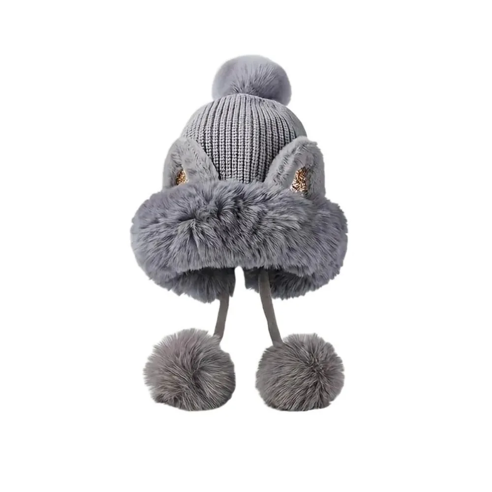 

Leisure Fluffy Cat Ears Beanie Woolen All-match Winter Hat Knitting Cartoon Ear Protection Hat Female/Girls