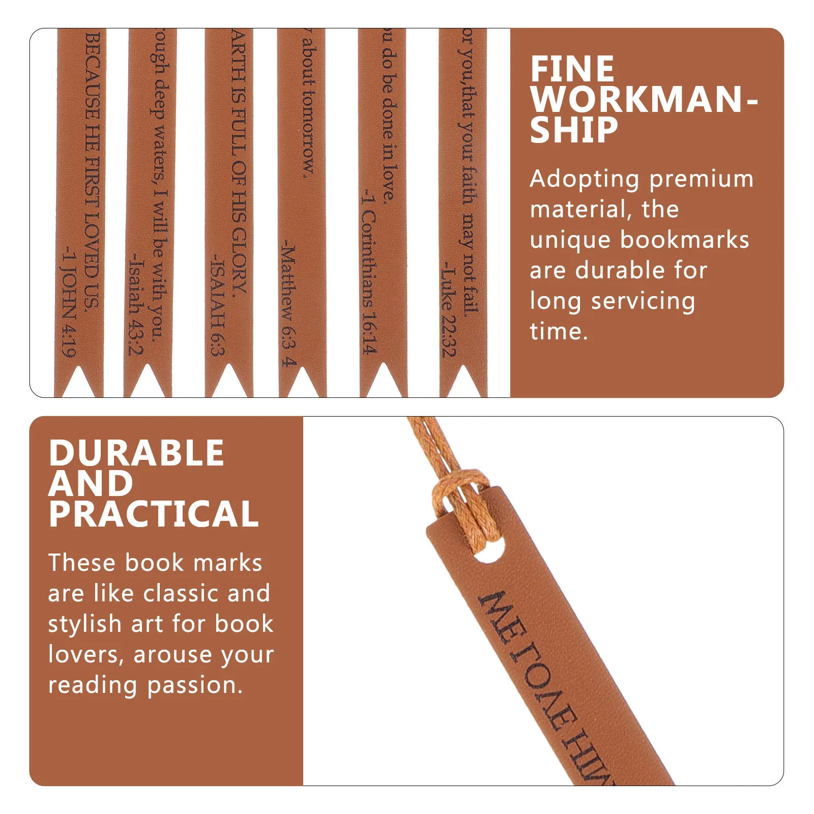 

Bookmark Markers Light Brown PU Bible Bookmarks for Men Women Stylish Gifts Christian Supplies
