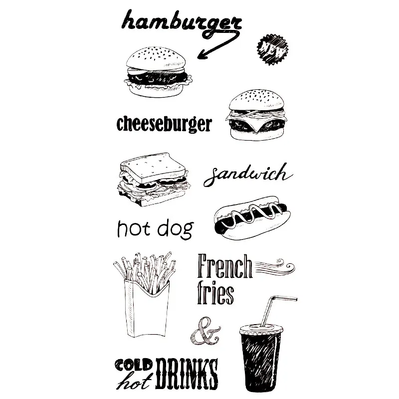 Clear Stamps Hamburger Hot Dog Sandwich Scrapbooking Material DIY Photo Cards Account Rubber Stamper Transparent Stamp Sellos