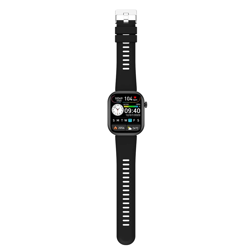 

Large Screen Smartwatch Fitness Tracker for Men Women Black Band Heart Rate Monitor Step Counter Phone Call
