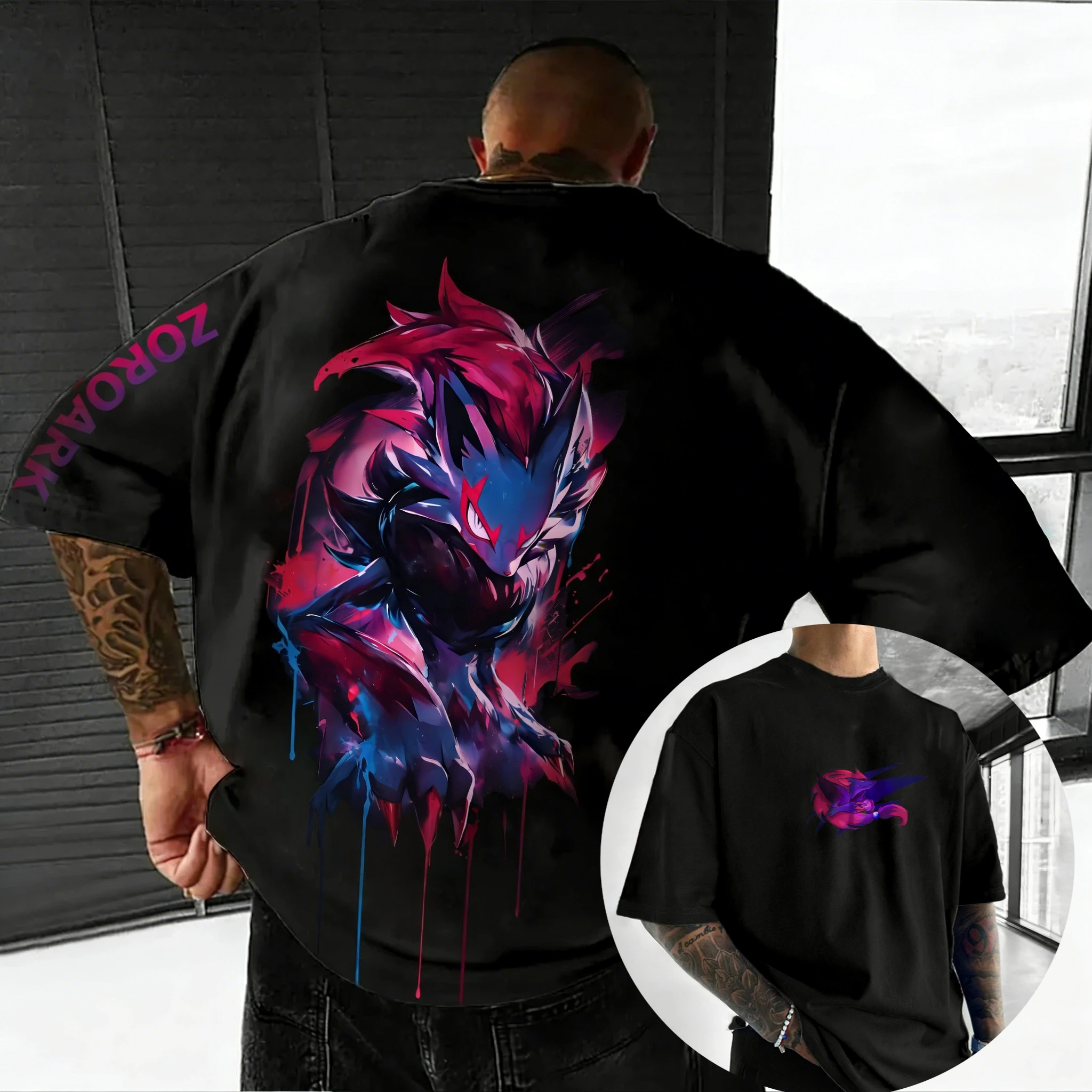 

Pok É Mon Anime Pikachu Gengar Outer Print 2026 Summer Men's Women's Oversized Loose Sports Comfortable Cotton Couple T-shirt