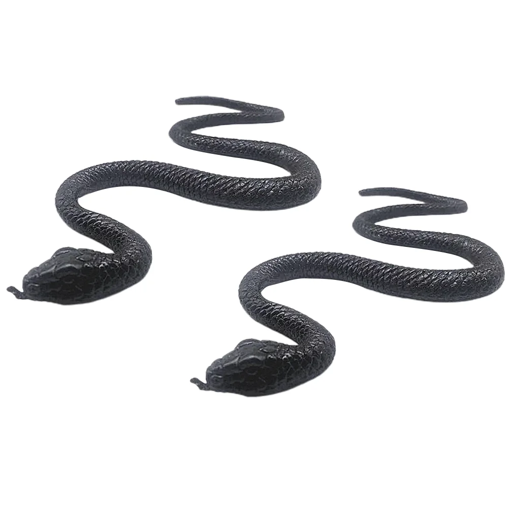 

2 Pcs Simulation Toy Black Snake Halloween Toys Models Party Decorations Creative Fake Desktop Adornments