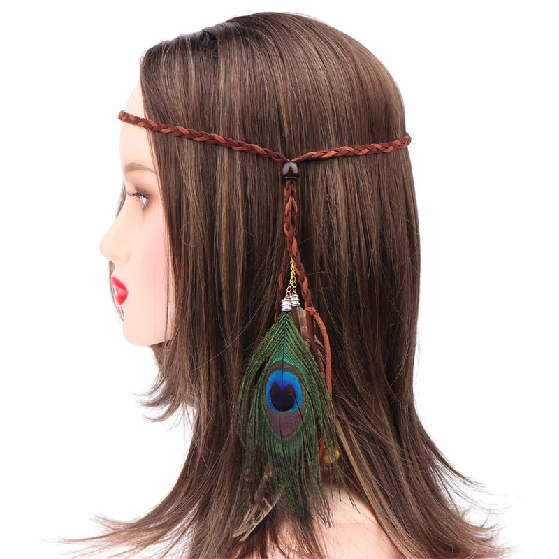 Diadema De Plumas Bohemia Con Cuentas De Madera – Tocado Hippie Tribal Y Vintage, Accesorio Versátil Para Mujer Y Niña, Ideal Para Fiestas Y Disfraces