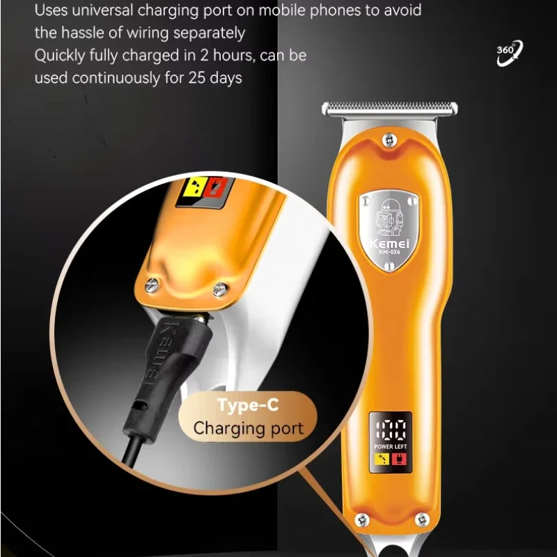 Kemei KM-026 Professional Hair Cutting Machine Cortadora De Pelo Electric Hair Clippers DLC Cordless Electric Hair Clippers