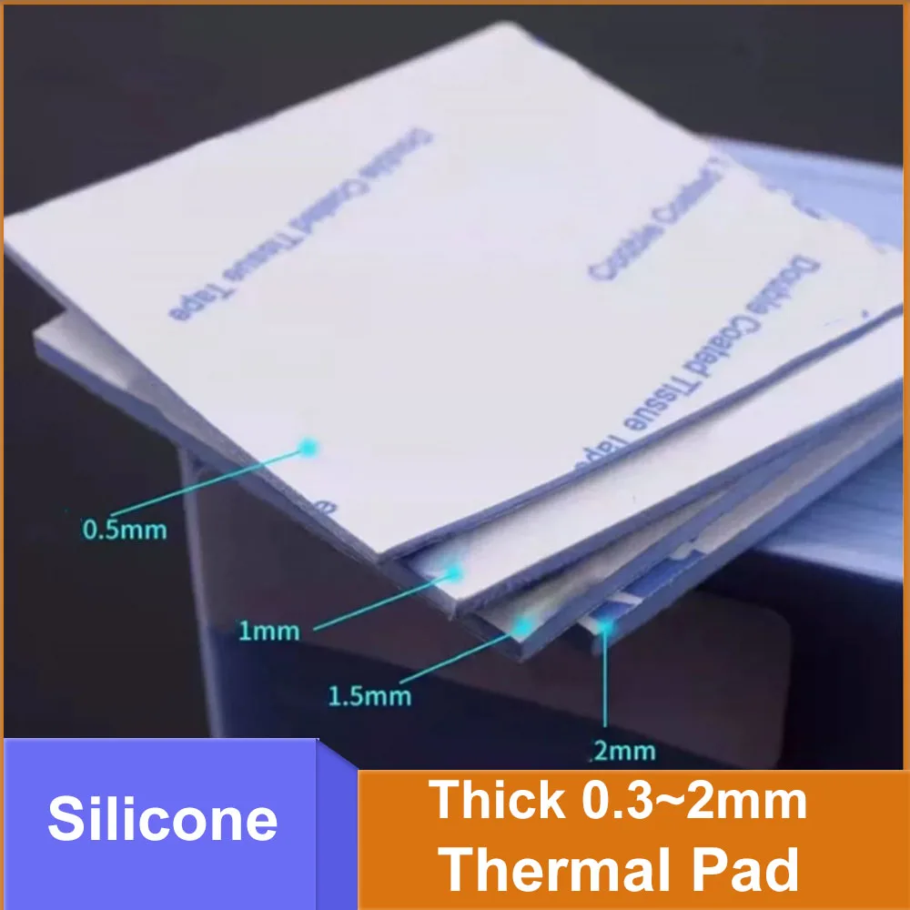 Silicone Thermal Pad Thick 0.3~2mm Single/Double-Sided Adhesive 40x40~200x240mm Thermal Conductive Pad Insulation Cooling Shim