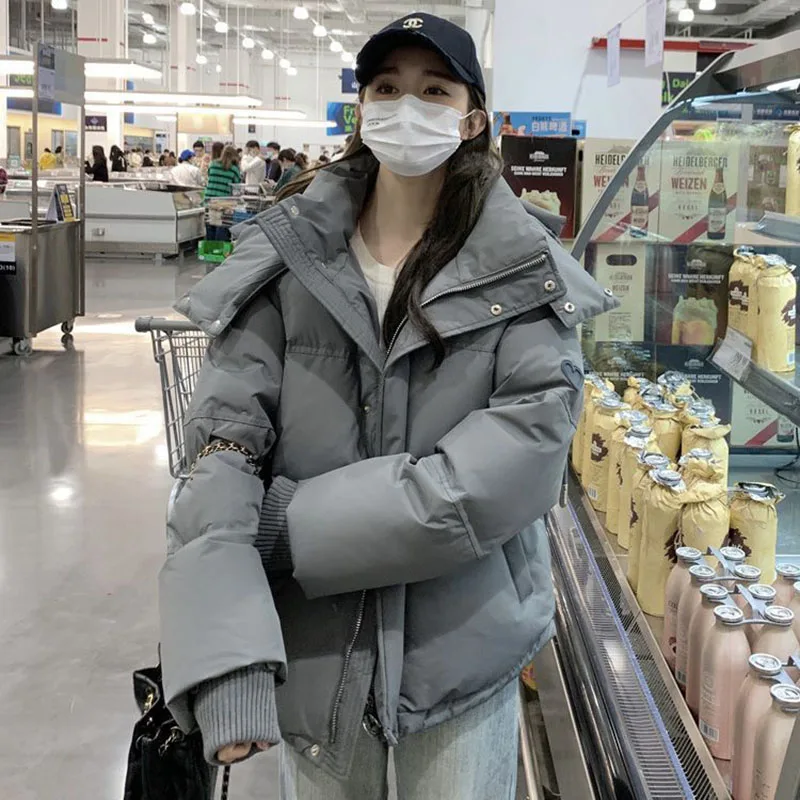 

Winter Temperament Leisure Women Down Cotton Jacket 2025 New Fashion Loose Elegant Hooded Hood Women's Cotton-Padded Jacket H591