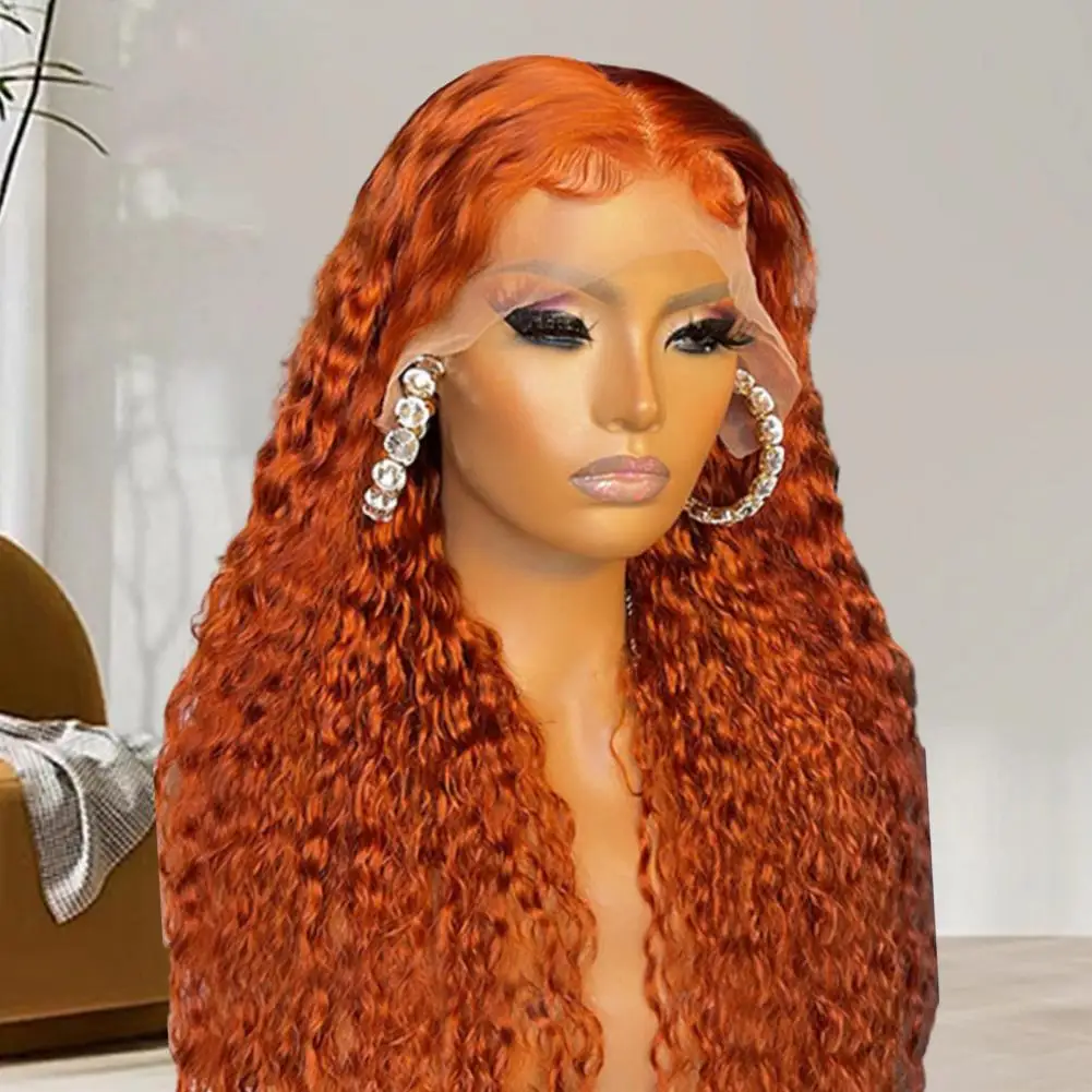 

Long Curly Wig 28-inch Women's Natural Looking Afro Curly Lace Front Wig High Temperature Fiber Synthetic Wavy Hairpiece