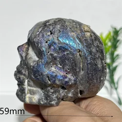 Crystal Natural Aura Sphalerite Skull Carving Gemstone Quartz  Reiki Chakras Ornaments Energy Healing Gemstones Home Decoraition