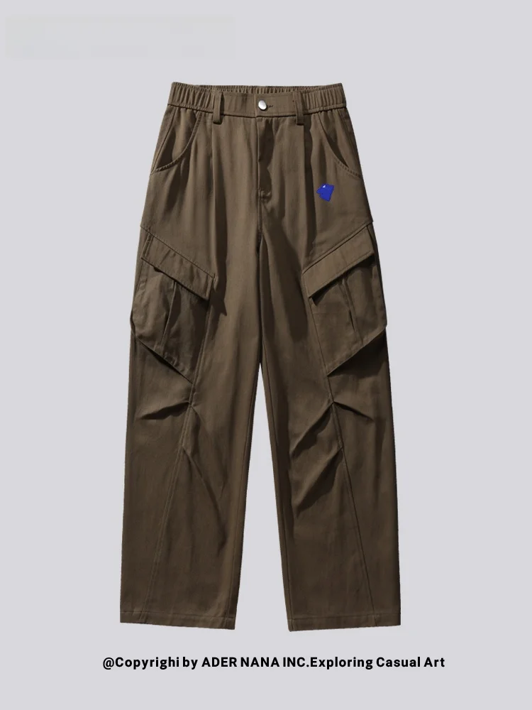 

American Sle Workwear Pants Men's Loose Straight Casual Outdoor Streetwear Functional Wind Multi-ket Waed Button Waist