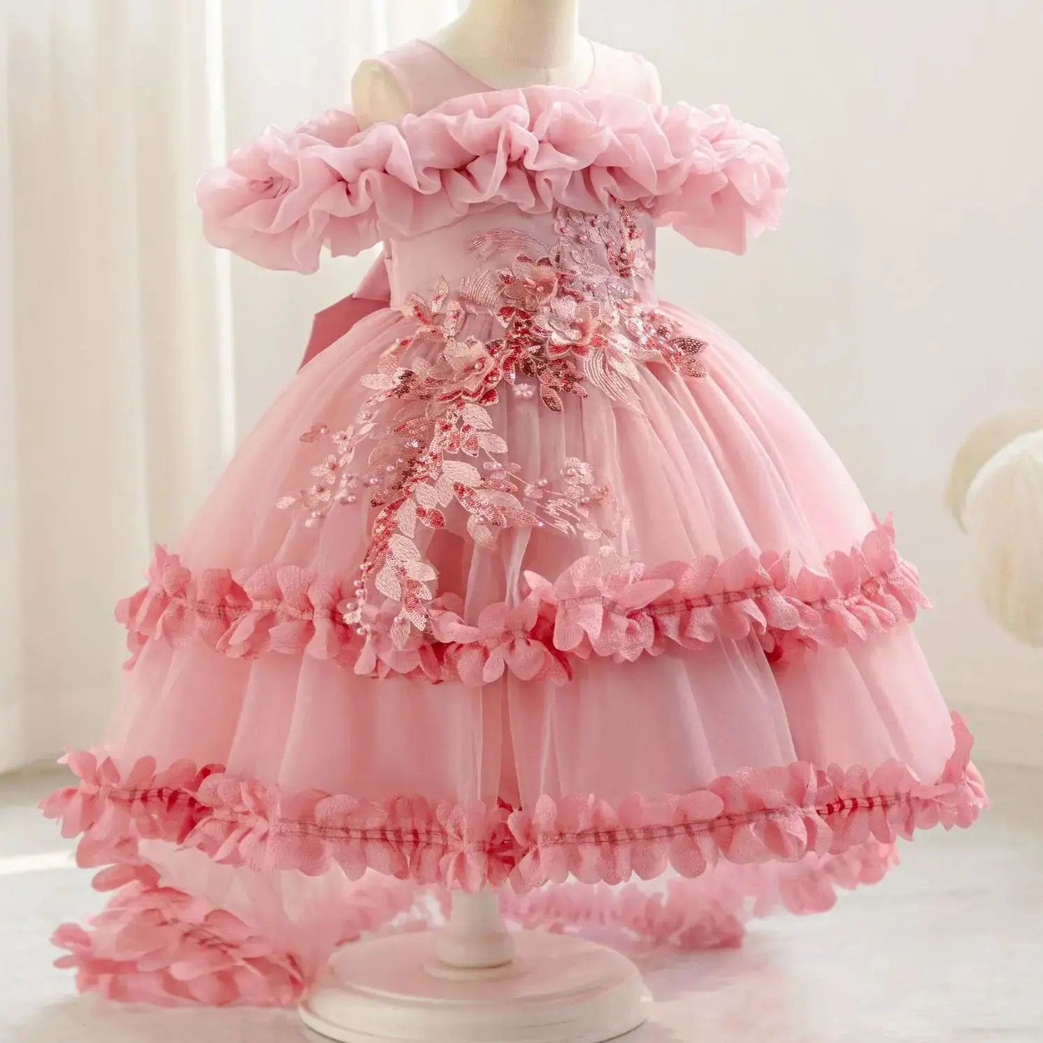 

Новые платья для выпускного вечера с цветочным узором для девочек, детское вечернее платье для причастия, модная одежда принцессы