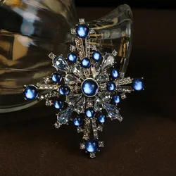 Spilla Vintage con strass blu rombo elegante temperamento spilla lucida spille per gioielli da donna accessori per feste regalo