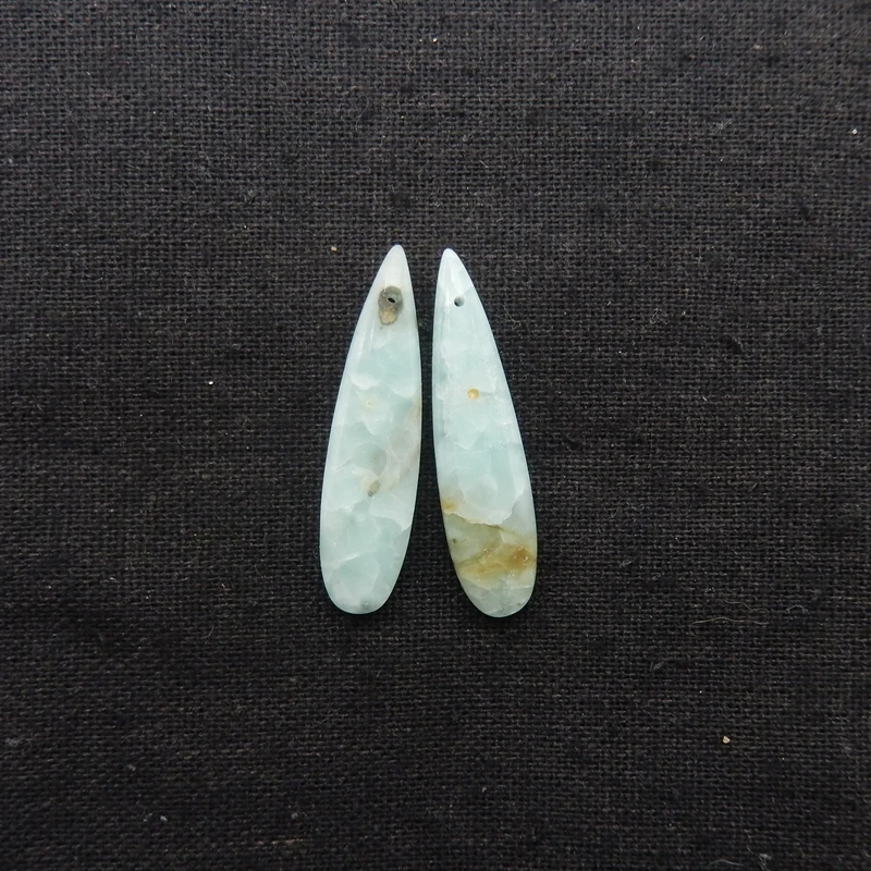 Natural Amazonite Semiprecious Teardrop Earring Beads 36x9x4mm Beads Fashionable Jewelry Accessory for Women Elegant Gift 3.9g
