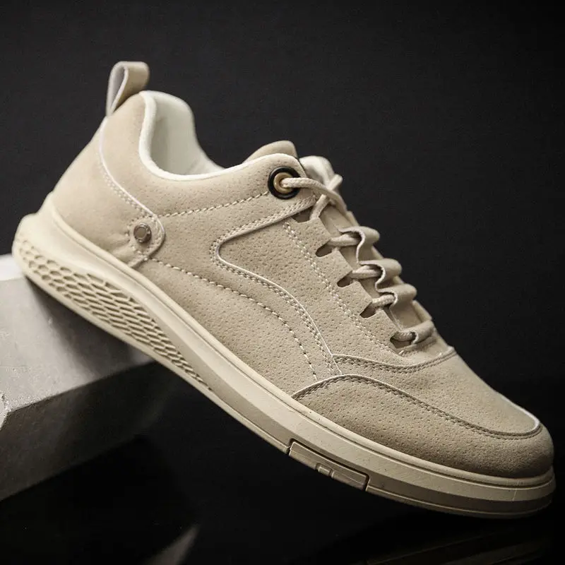 Zapatos Casuales Versátiles para Hombre, Estilo Coreano, Zapatos Deportivos con Suela Suave, Zapatos Planos Transpirables de Cuero, Versión Mejorada