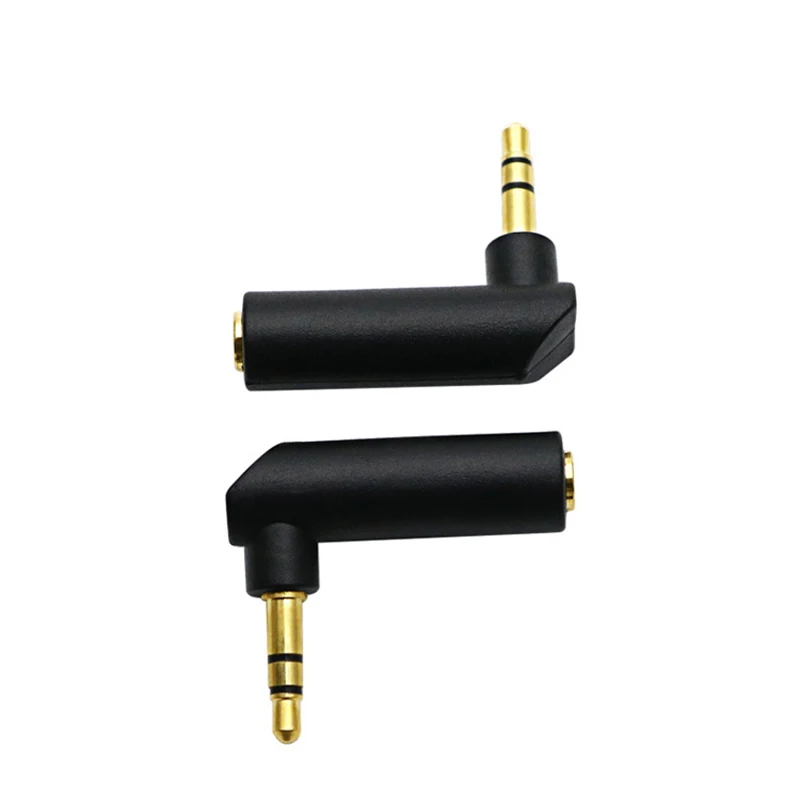 Vergoldeter Winkel 3,5 mm Stecker auf Buchse Zweikanal-Verlängerungsadapter, 3-teiliger L-förmiger Kopfhörer-Audio-Konvertierungsstecker
