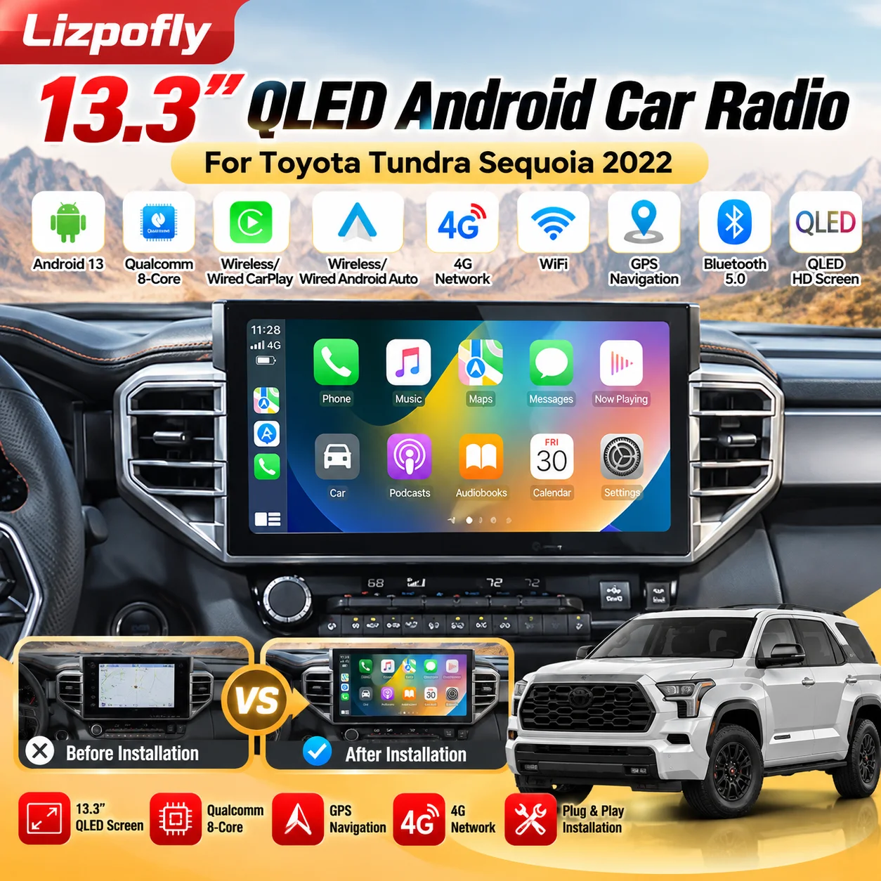 CarPlay 4G WiFi 13.3